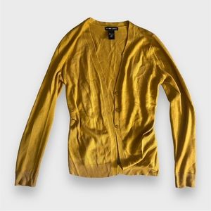 Womens New York & co cardigan short mustard yellow spring light XS